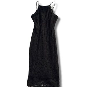 Another Story Black Lace Midi Slip Dress – Size Small | Elegant Night Out